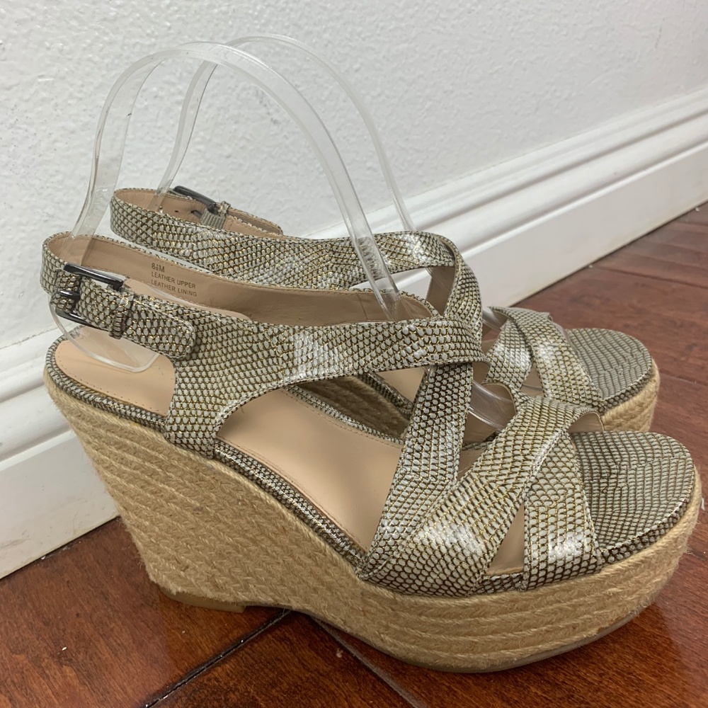 Via Spiga Gold Metallic Leather Espadrille Sandals